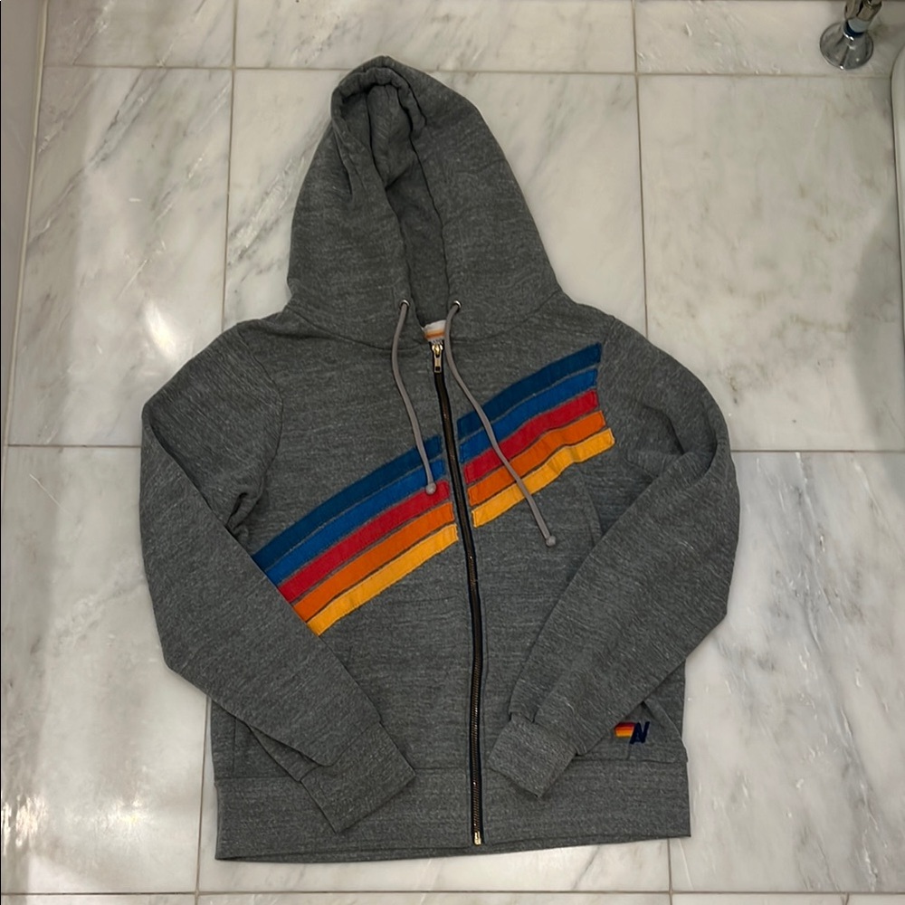 Aviator Nation Rainbow Up Sweater with Stripes